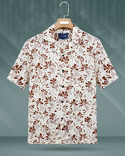 Zafran Print Cuban Collar Shirt